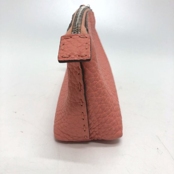 FENDI 8N0114 Selleria Cosmetic Pouch, Leather, Pink, Women's